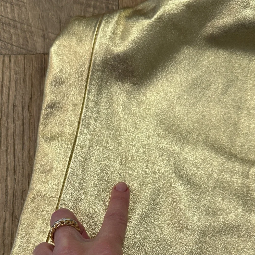 Lamb Leather Gold Flare Pants - Picture 13 of 13